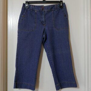 D.F.A. New York Blue Jean Pinstripe Capri Pants Women's Size 10 Vintage Stretch